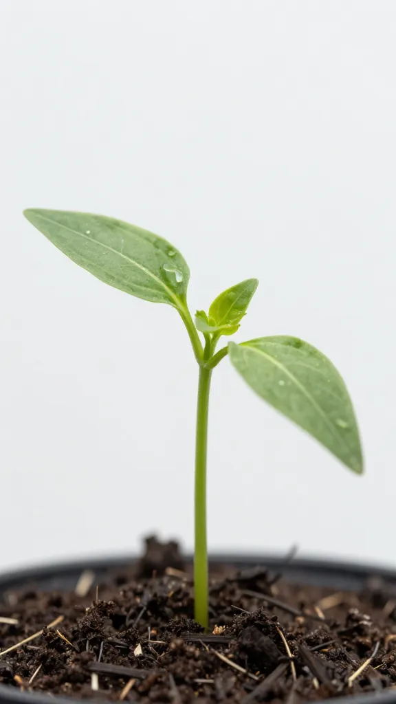 Small pepper plant seedling.