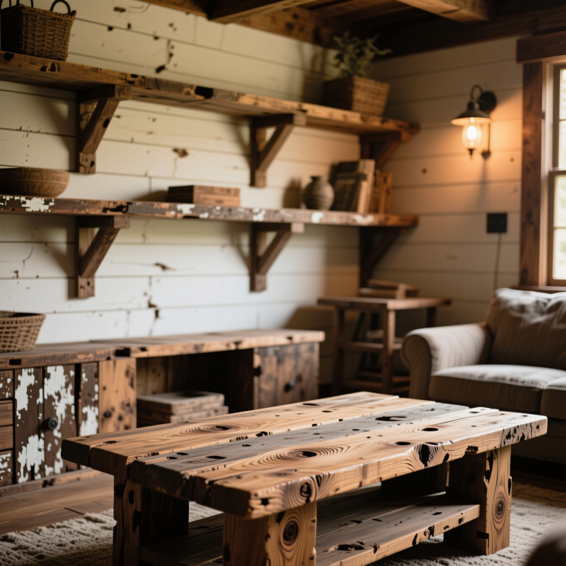 2. Incorporate Distressed and Reclaimed Wood Elements