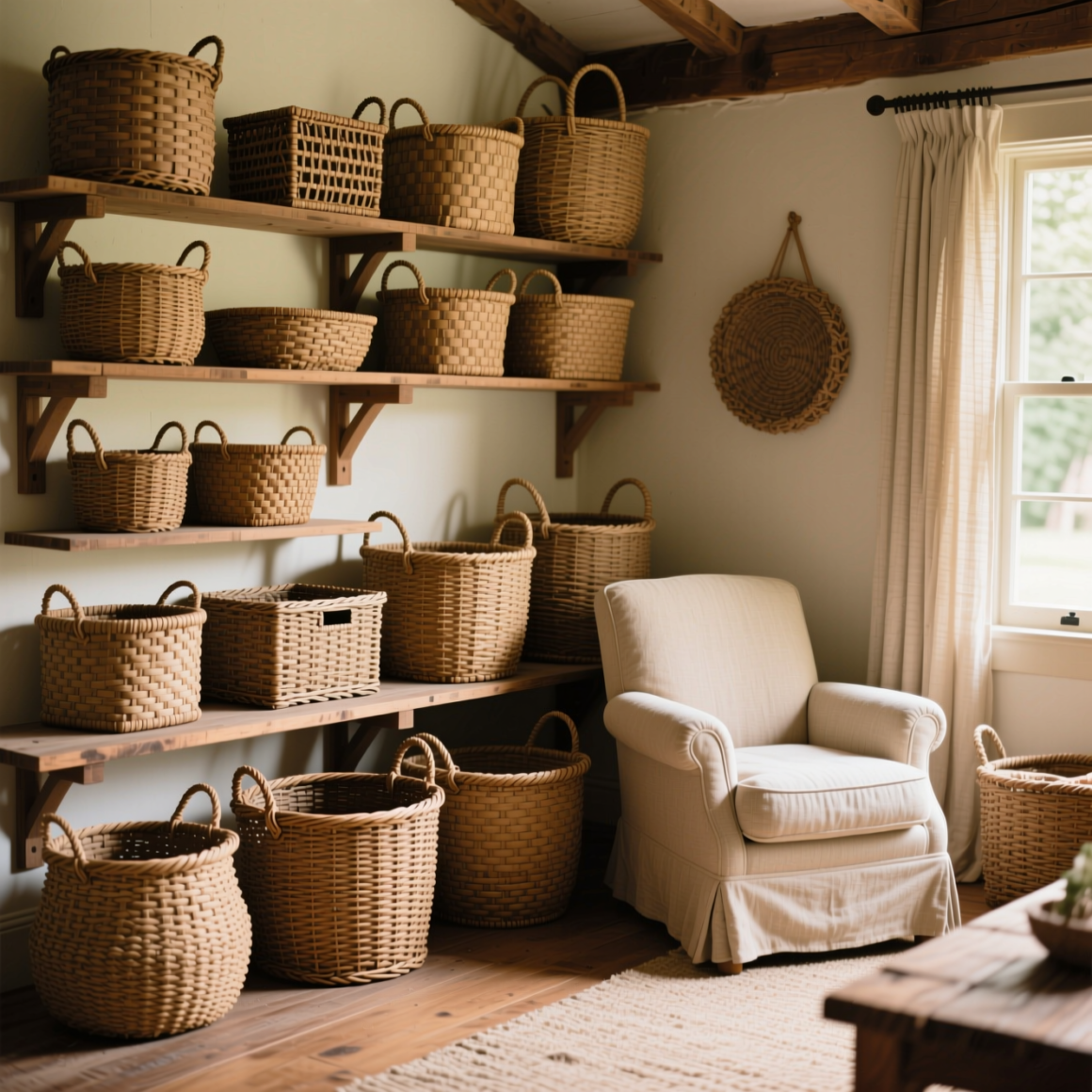 5. Use Woven Baskets for Rustic Storage and Texture