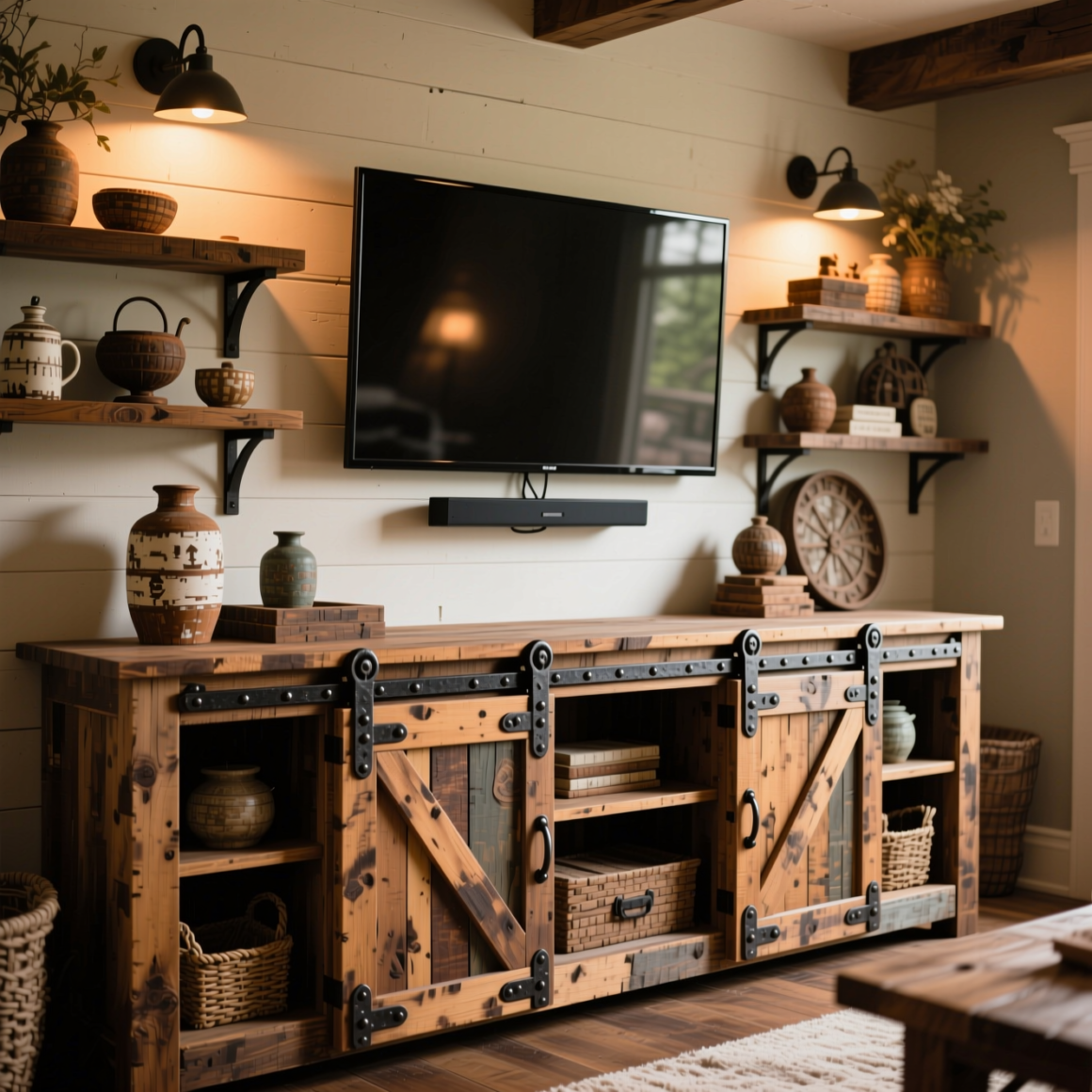10. Introduce a Farmhouse-Style Media Console
