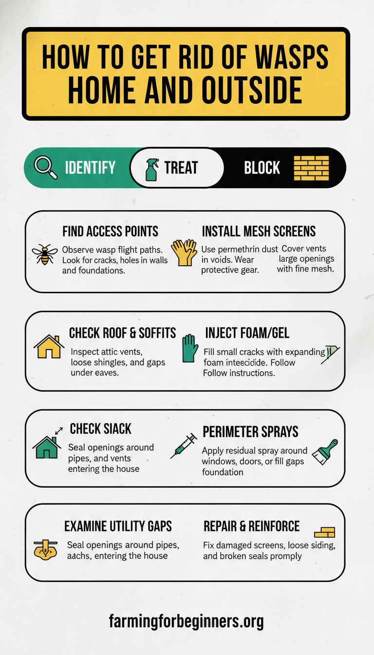 Step 6: Control structural wasp entry points by treating access and blocking the hole