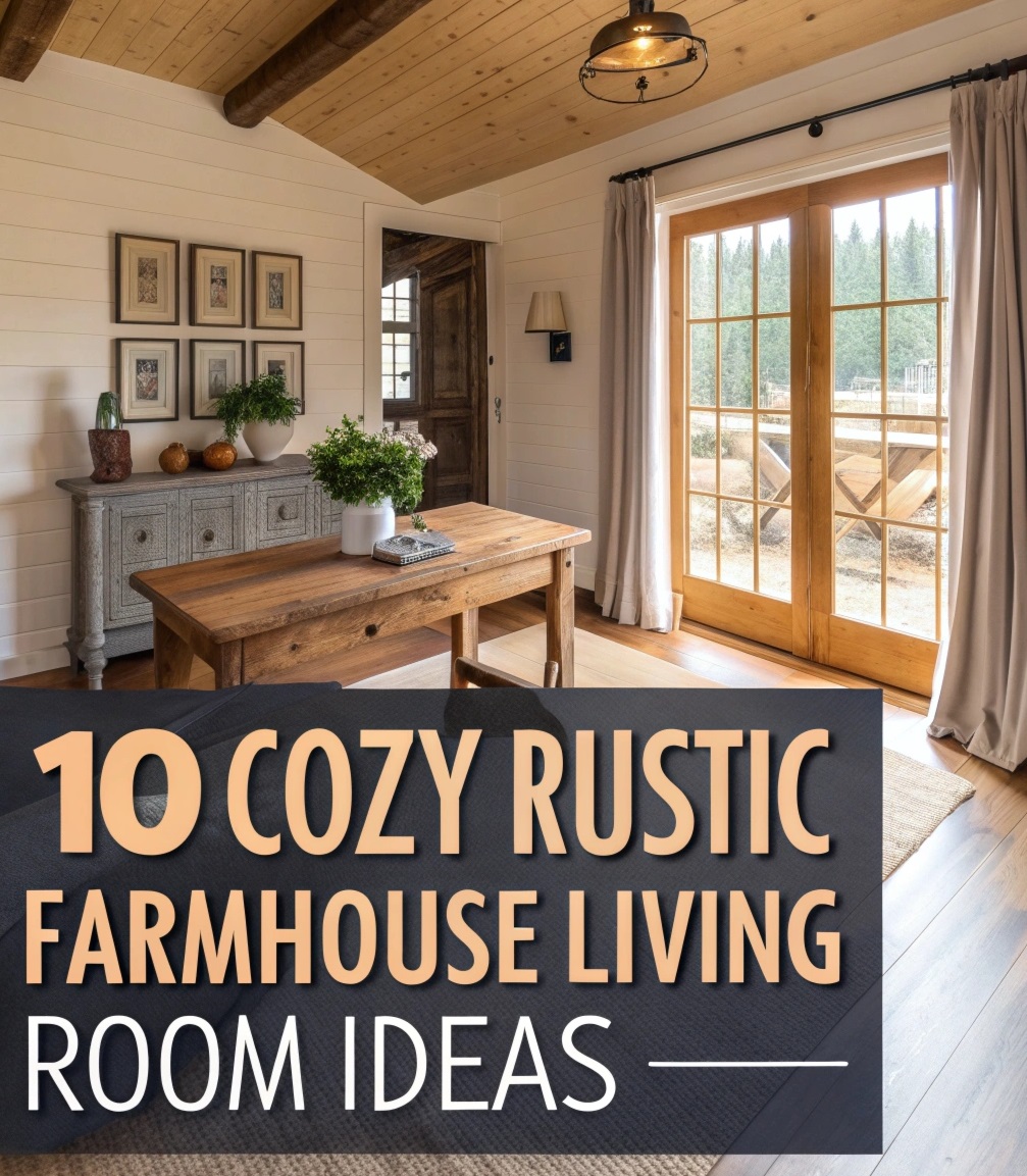 realistic image rustic farmhouse living room with